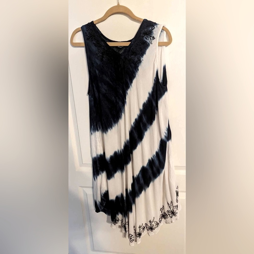 Pams Collection blue and white tie dye summer dress (swim suit cover) OS